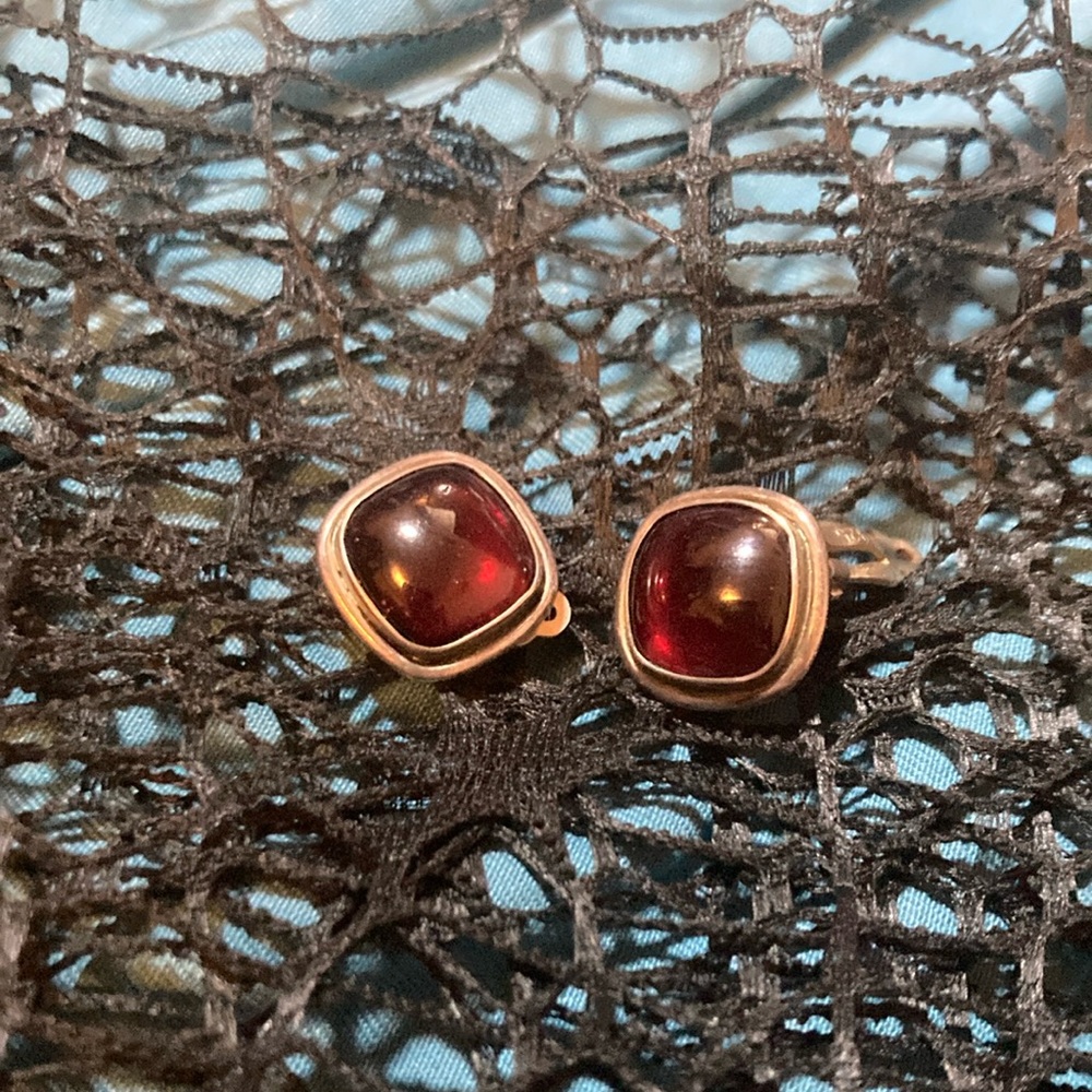 Elegant Gold And Red Earrings - image 1